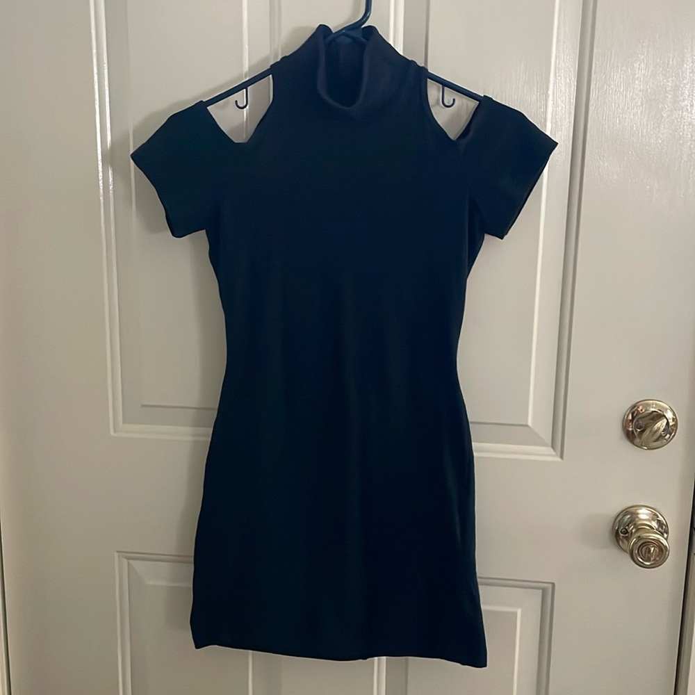 Rampage Black Dress With Cut Out Shoulders. Size Small. Cotton and Lycra.